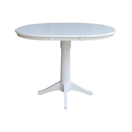 International Concepts Round 36 in Rd Top Pedestal Table, 12 in Leaf, 40.9 inH, Adjustable Height, White, 36 in W, 48 in L K08-36RXT-27B-6B-2